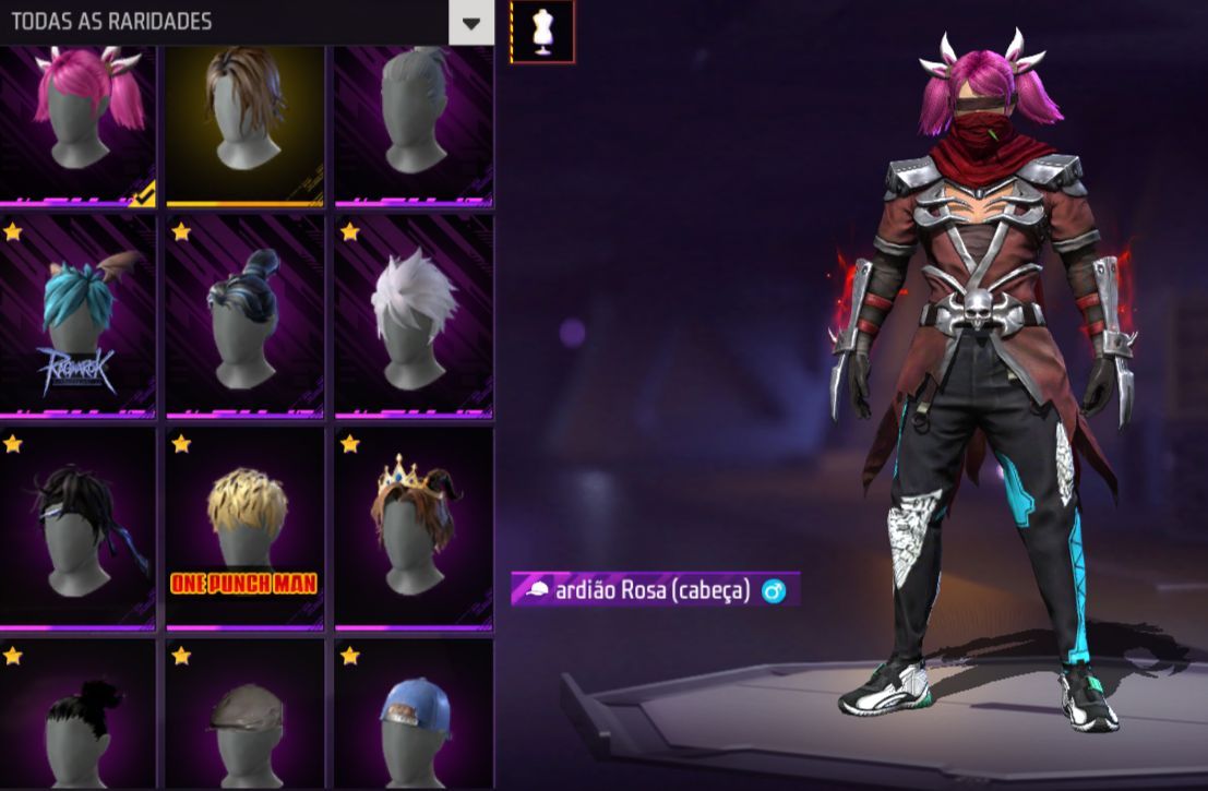 Conta free fire super gemada level 74 9700+ likes, ragnarok, punho, angelical