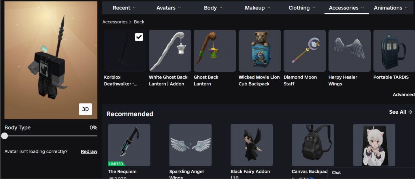 Conta de roblox com korblox death walker e navy queen of the night