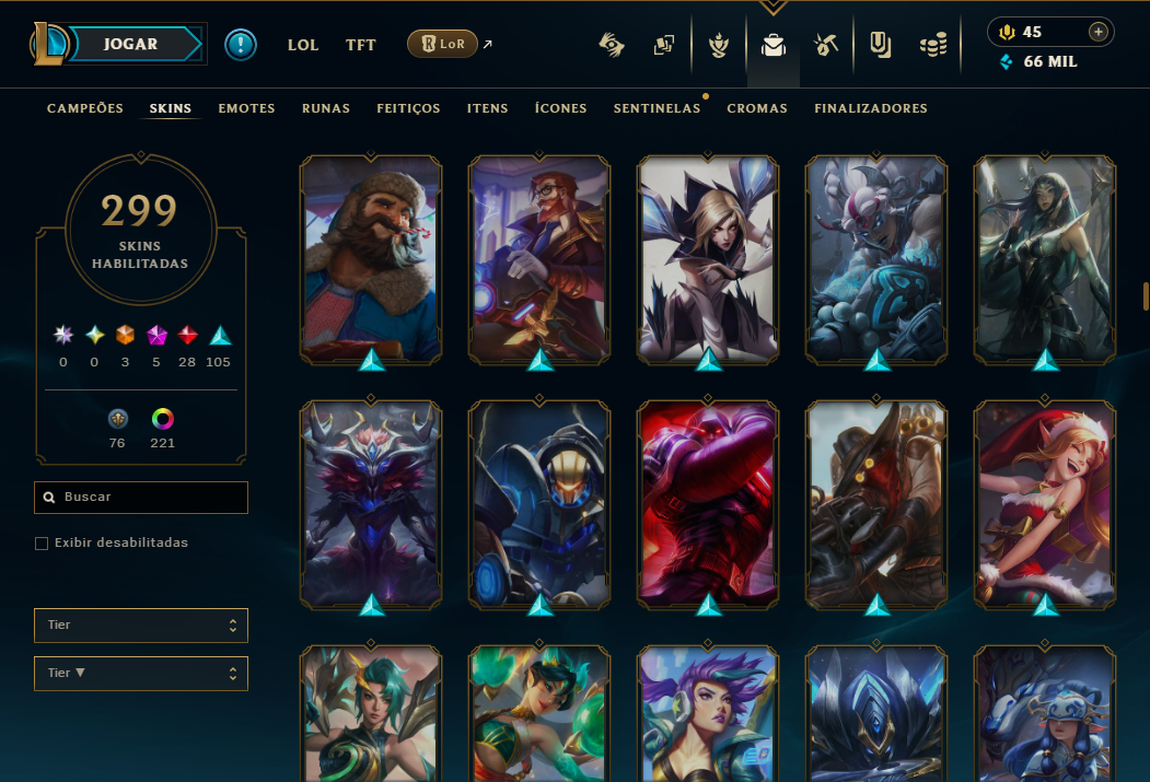CONTA ESMERALDA, DIAMANTE ULTIMA TEMP. EX-MESTRE, 299 SKINS, PRESTIGIOS/ULTIMATE