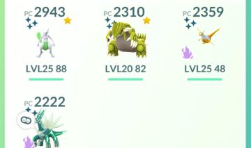 Conta de Pokémon Go, com 78 lendários e 61 brilhantes