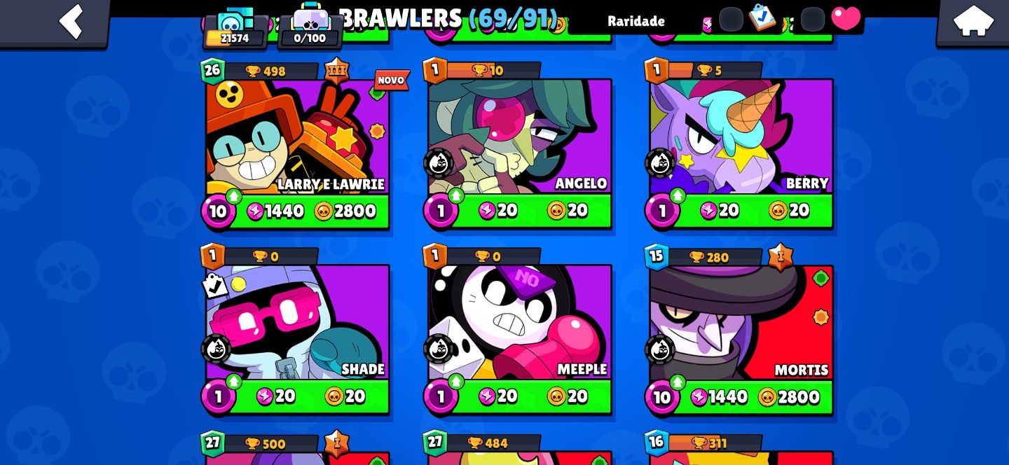 CONTA BRAWL STARS 21k 69 BRAWLERS ANO 1