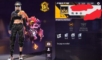 CONTA FREE FIRE FEMININA LEVEL 15 COM CONJ: ACENSÃO FRAGMENTADA (MENOR PREÇO)