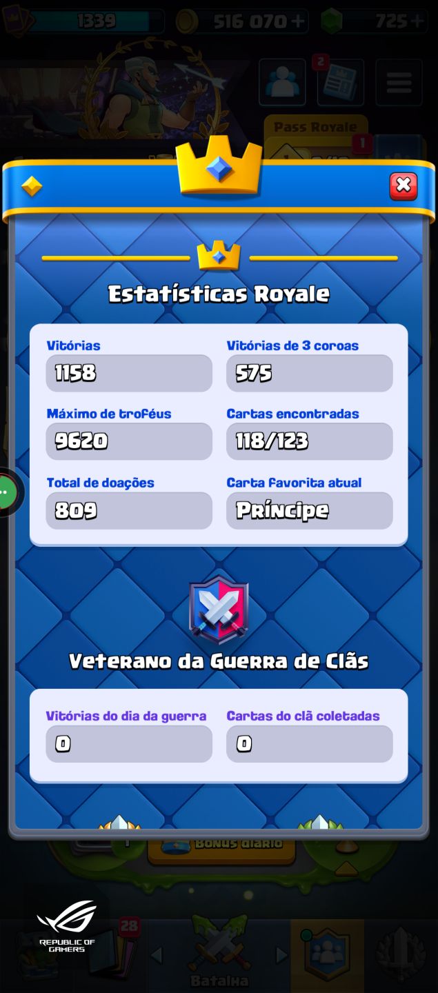 Conta Clash royale para não começar do zero