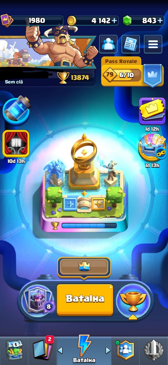 Conta de alto nível Clash Royale, arena sazonal