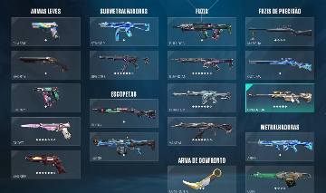 Conta Valorant: LV.280, Peak Rating D2, Total gasto: 4.500 reais, varias skins.