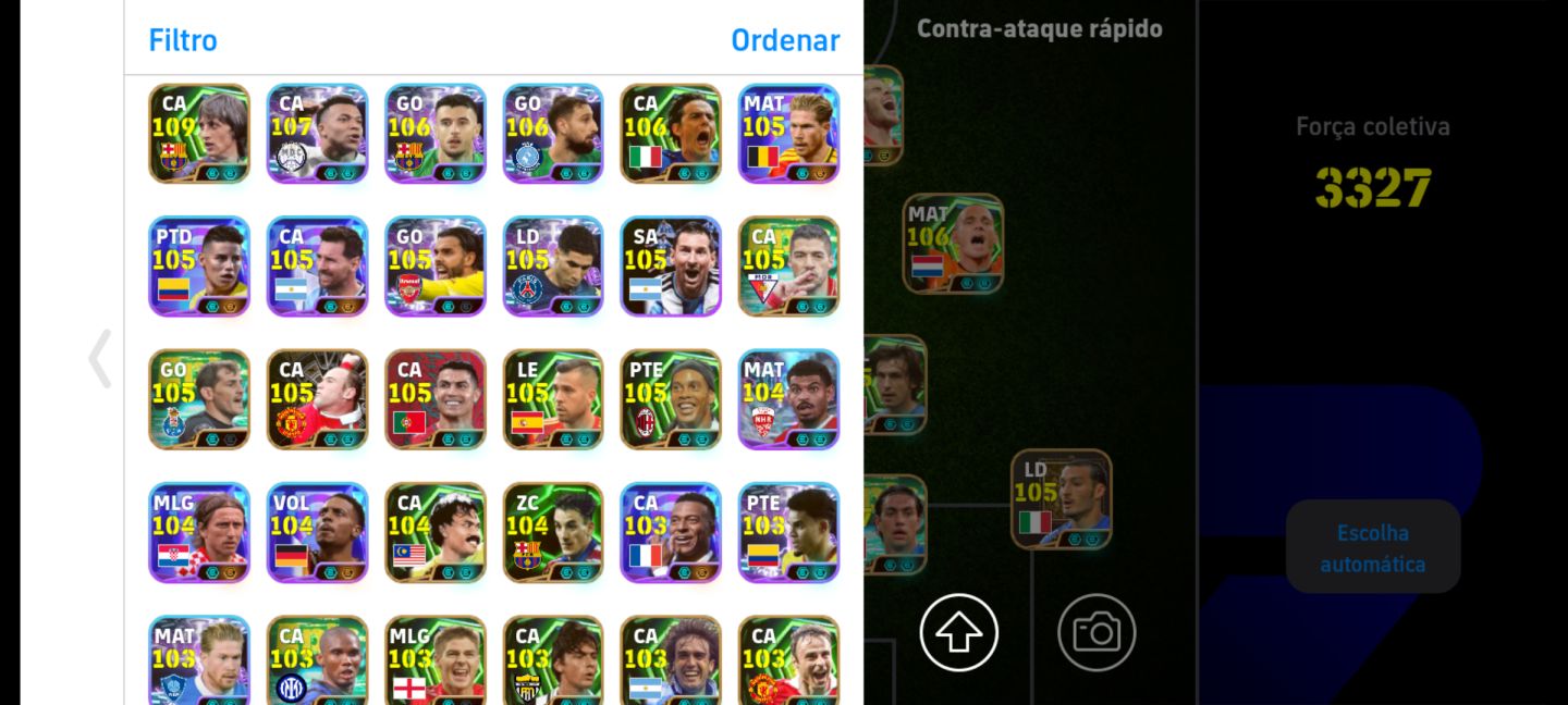 CONTA EFOOTBALL FORÇA COLETIVA 3327! (VALOR NEGOCIÁVEL).