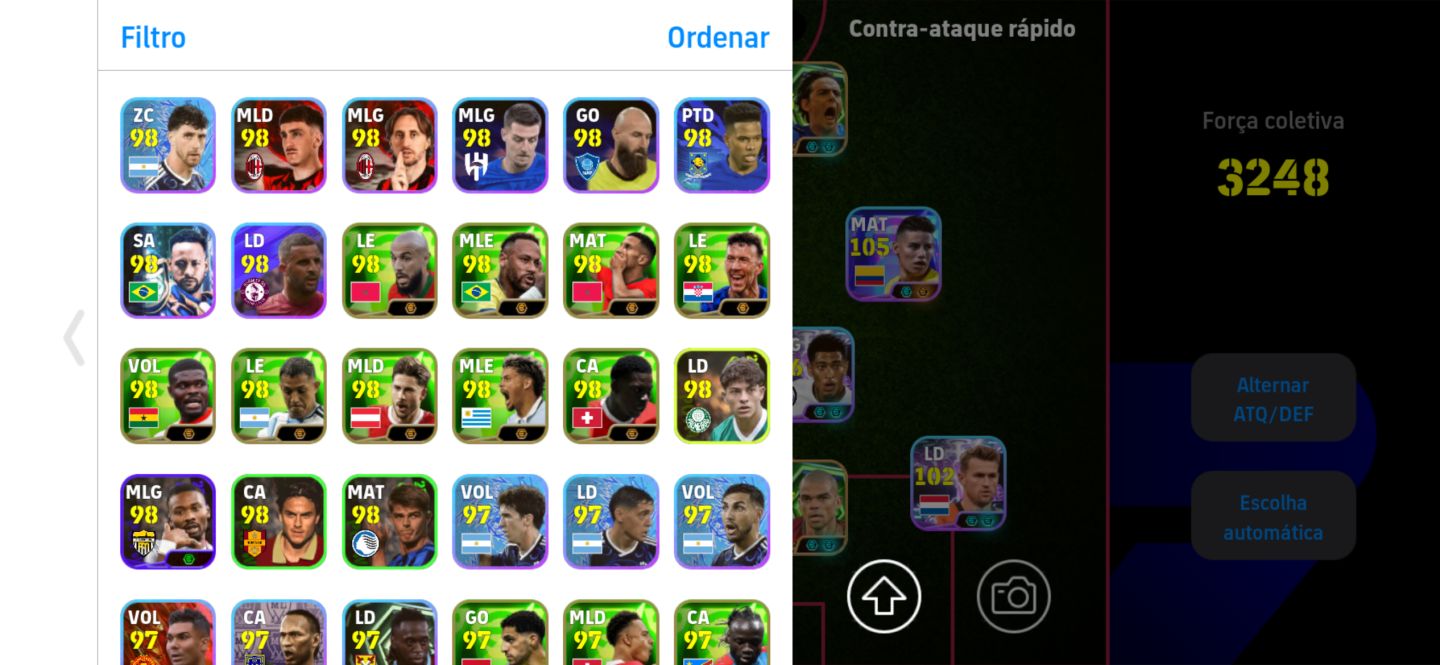 EFootball 3249 Força | 5x Div 1 | Buffon 107, Pepe 107, CR7 106, Vieira 106 |