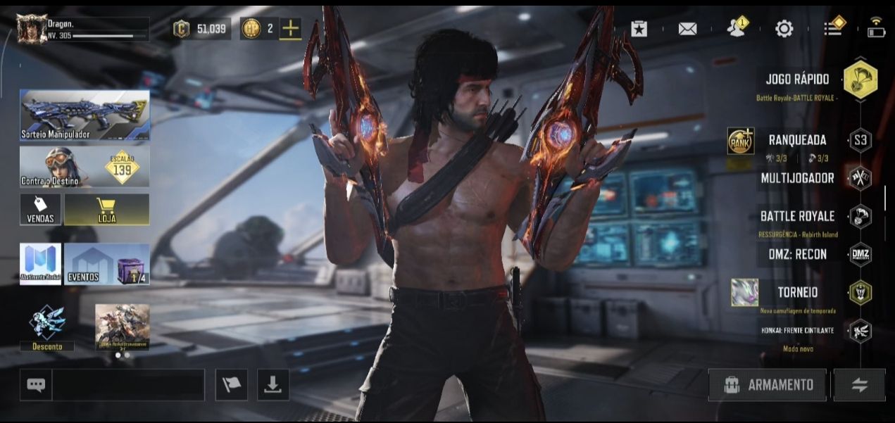 Conta call of duty mobile com Rambo