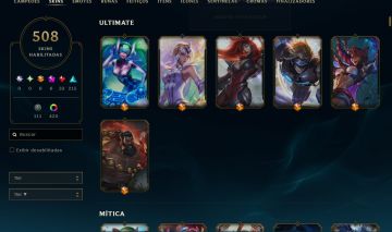 Conta League of Legends MMR MESTRE COM 508 SKINS RARAS