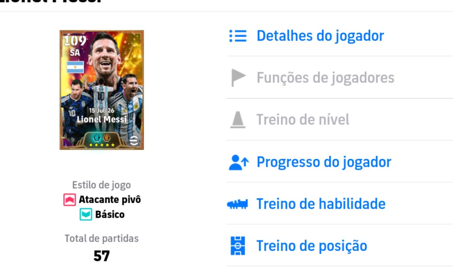 Conta Efootball - Messi blitz, Messi copa, cr7 copa e muito mais.