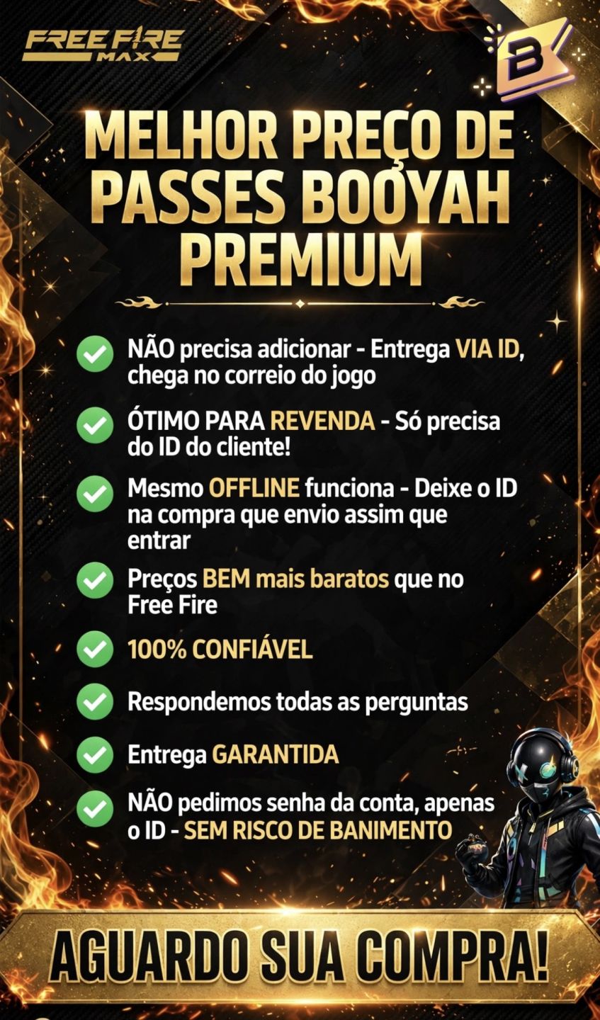Passe de Elite Booyah Premium Free Fire Entrega Rápida! Via Id sem Adicionar