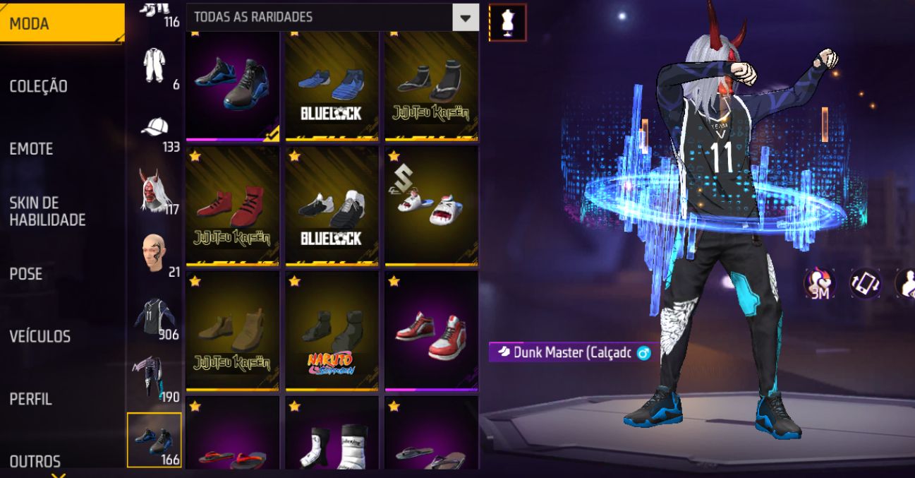 CONTA FREE FIRE 2 ANGELICAIS+DUNK MASTER+INCUBADORA+JUJUTSU+NARUTO+BLUE LOCK