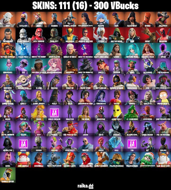 111 Skins - Drift, Catalyst, Carbide, Storm, Doctor Doom, 300 vbucks