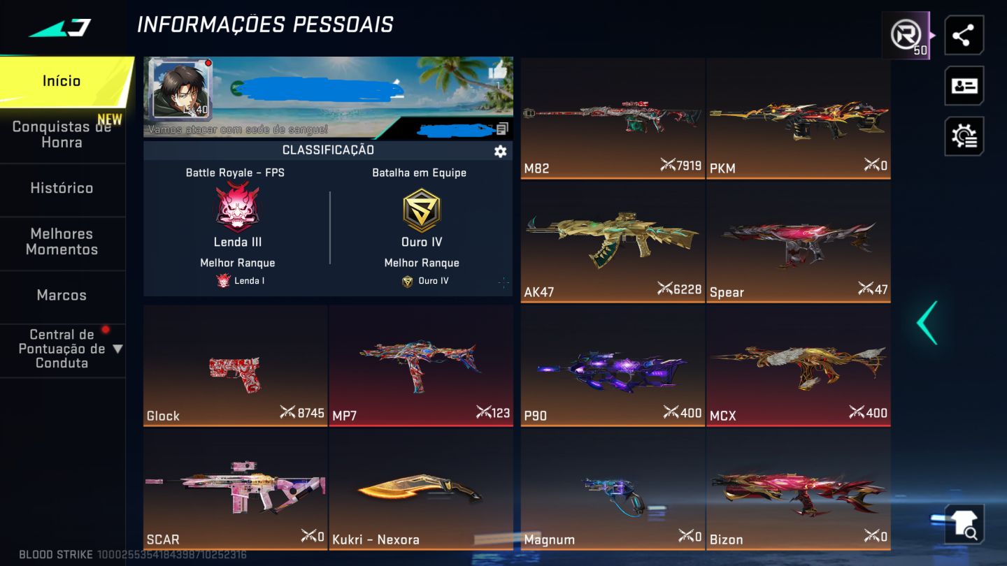 Conta de bloodstrike com faca e eterna