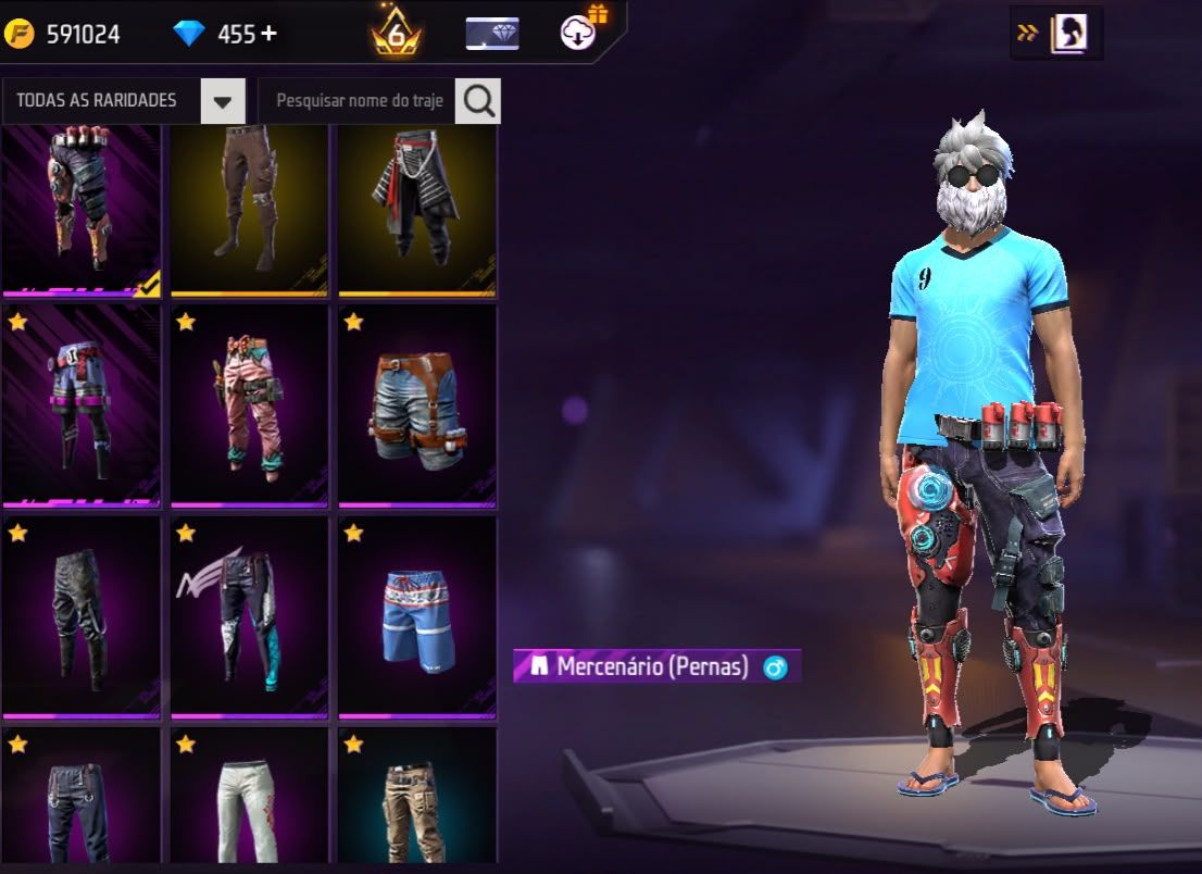 Conta free fire gemada com bandeirao mandela angelical barbinha punho passe raro