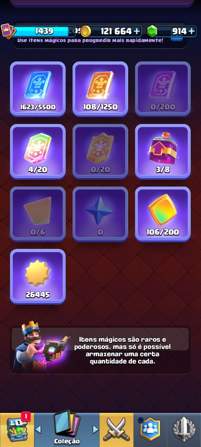 CONTA CLASH ROYALE COM 11K DE TROFÉUS, 121K DE GOLD E 914 GEMAS