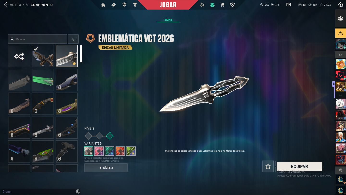 Conta valorant com faca vct 2026