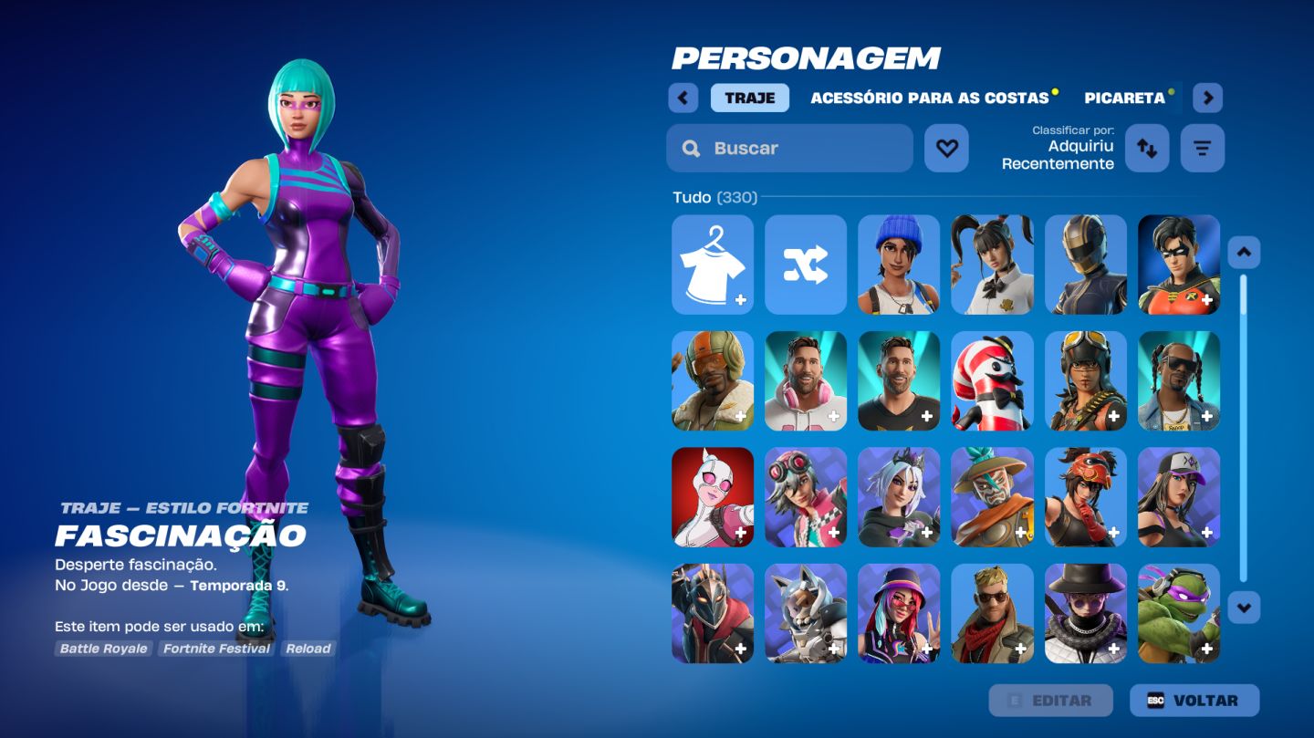 Conta Fortnite 330 Skins | Wonder, Iconic, Glow e Passes Clássicos