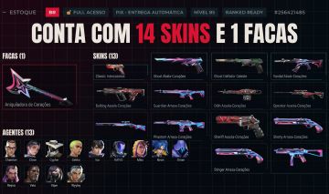 Conta Valorant | Faca + Vandal + 13 Skins | Nível 85 | Full Acesso