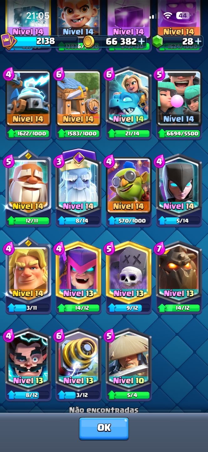 CONTA CLASH ROYALE! 14k+ já foi maior campeão. Cartas níveis top tier