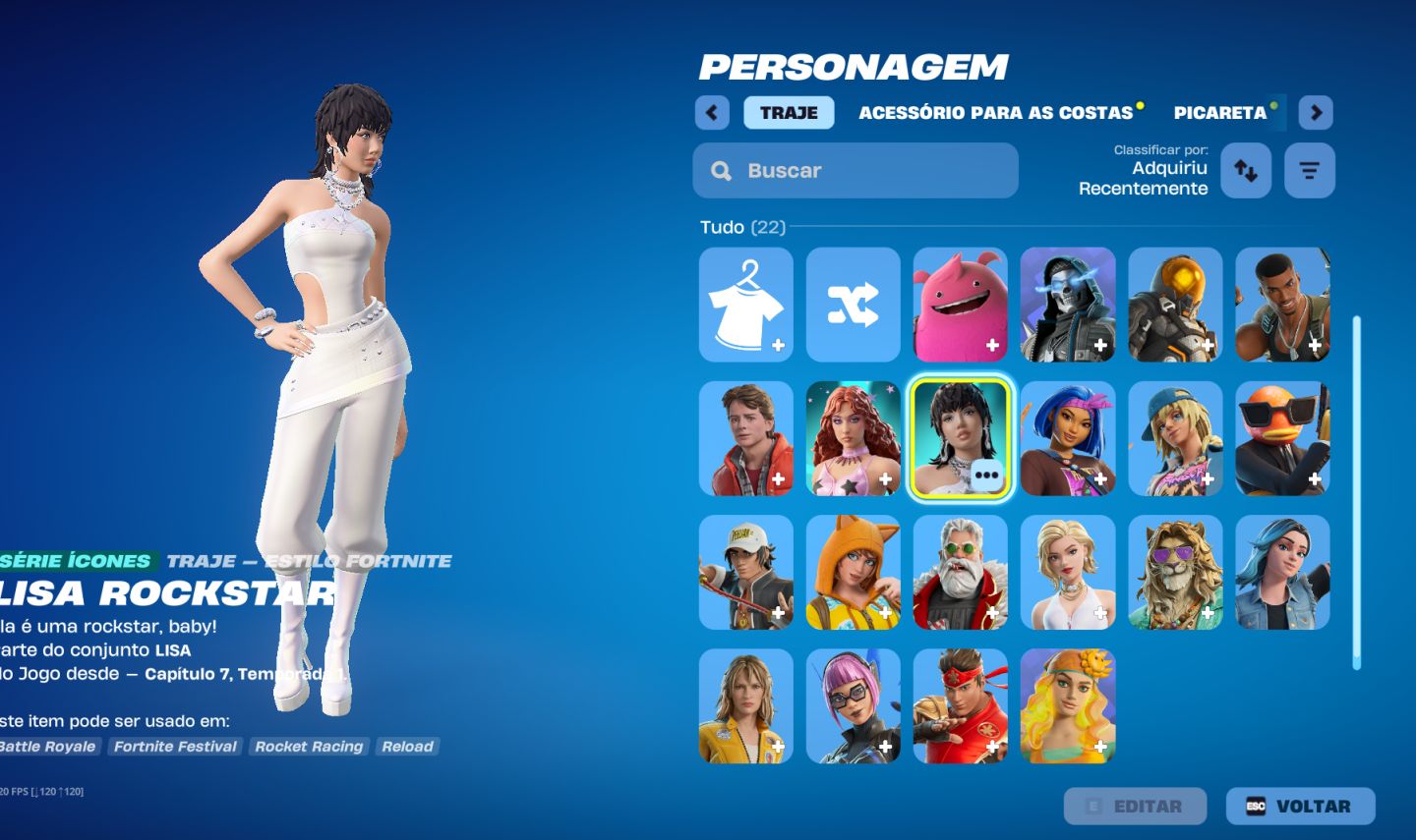 CONTA BÁSICA COM LISA ROCKSTAR E 25 REAIS DE RECOMPENSA