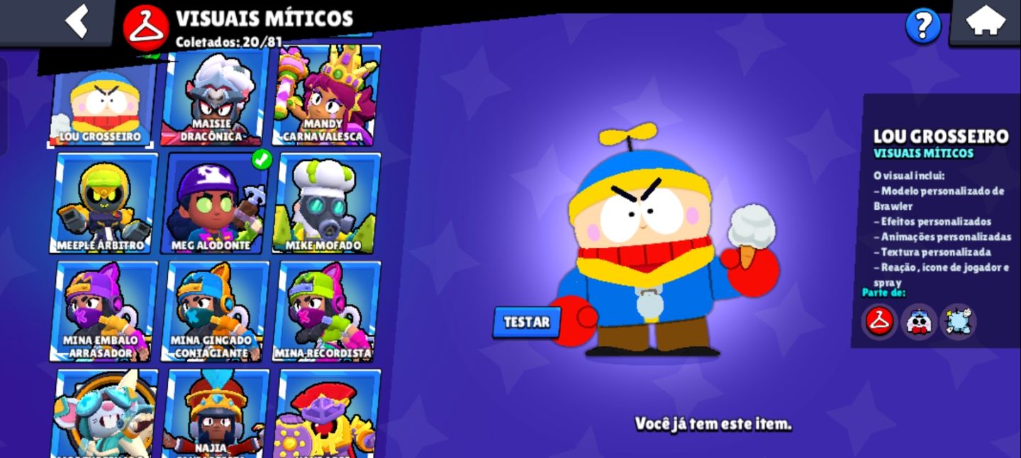 Brawl Stars 107/107 personagem e várias skins
