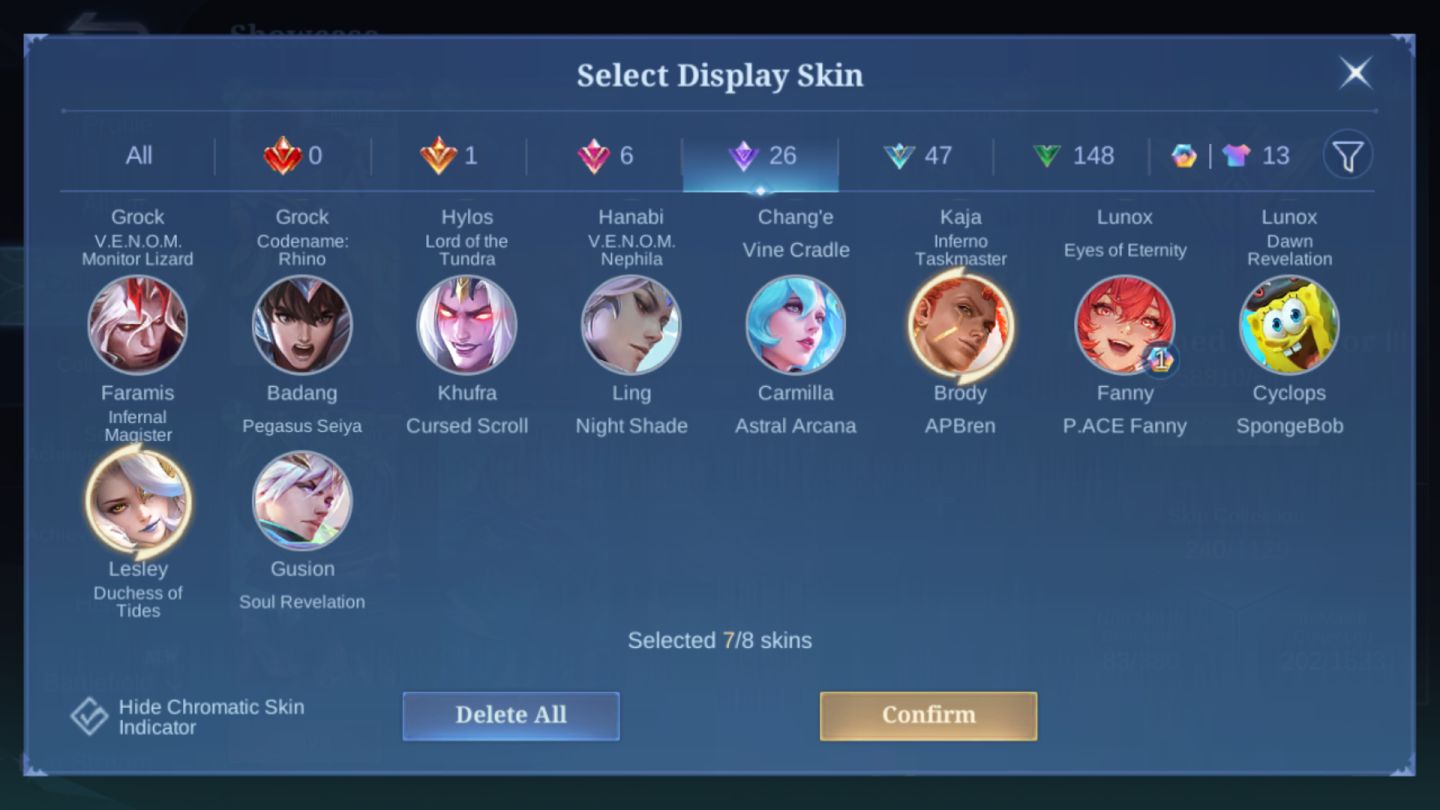 Conta Mobile Legends / CHAMPION Brody / 5 LUCKYBOX / STUN Chou