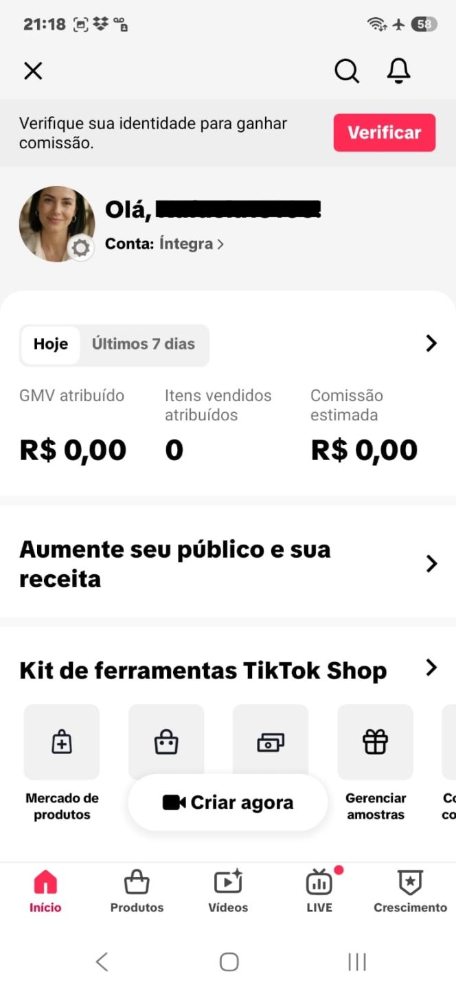 CONTA DO TIKTOK COM SHOP ATIVO +1K SEGUIDORES, LIVES ATIVAS (ENGAJAMENTO REAL)