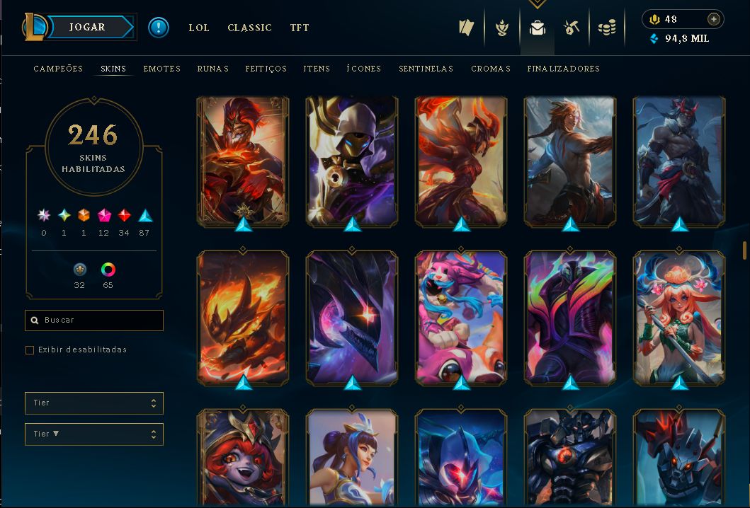 VENDENDO MINHA CONTA DO LEAGUE OF LEGENDS 185 SKINS COM SKIN DO VIEGO EXALTADA