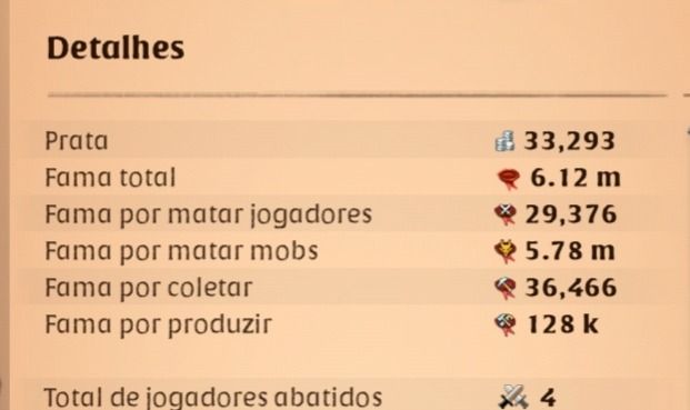 Conta Albion online focada em bordão e coleta