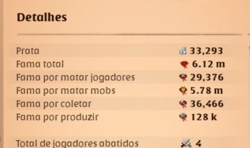 Conta Albion online focada em bordão e coleta