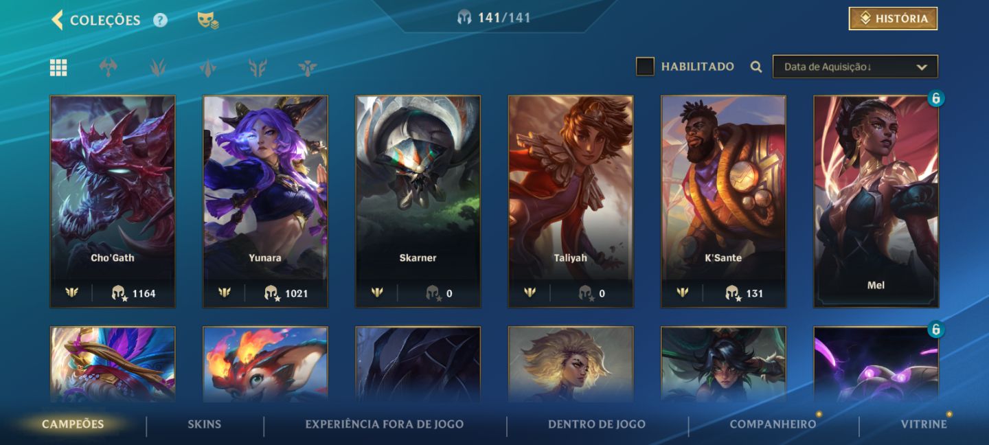 Conta de WR FULL Champs 94 SKINS(1 mítica, 6 lendárias, 35 épicas) Maior elo GM.