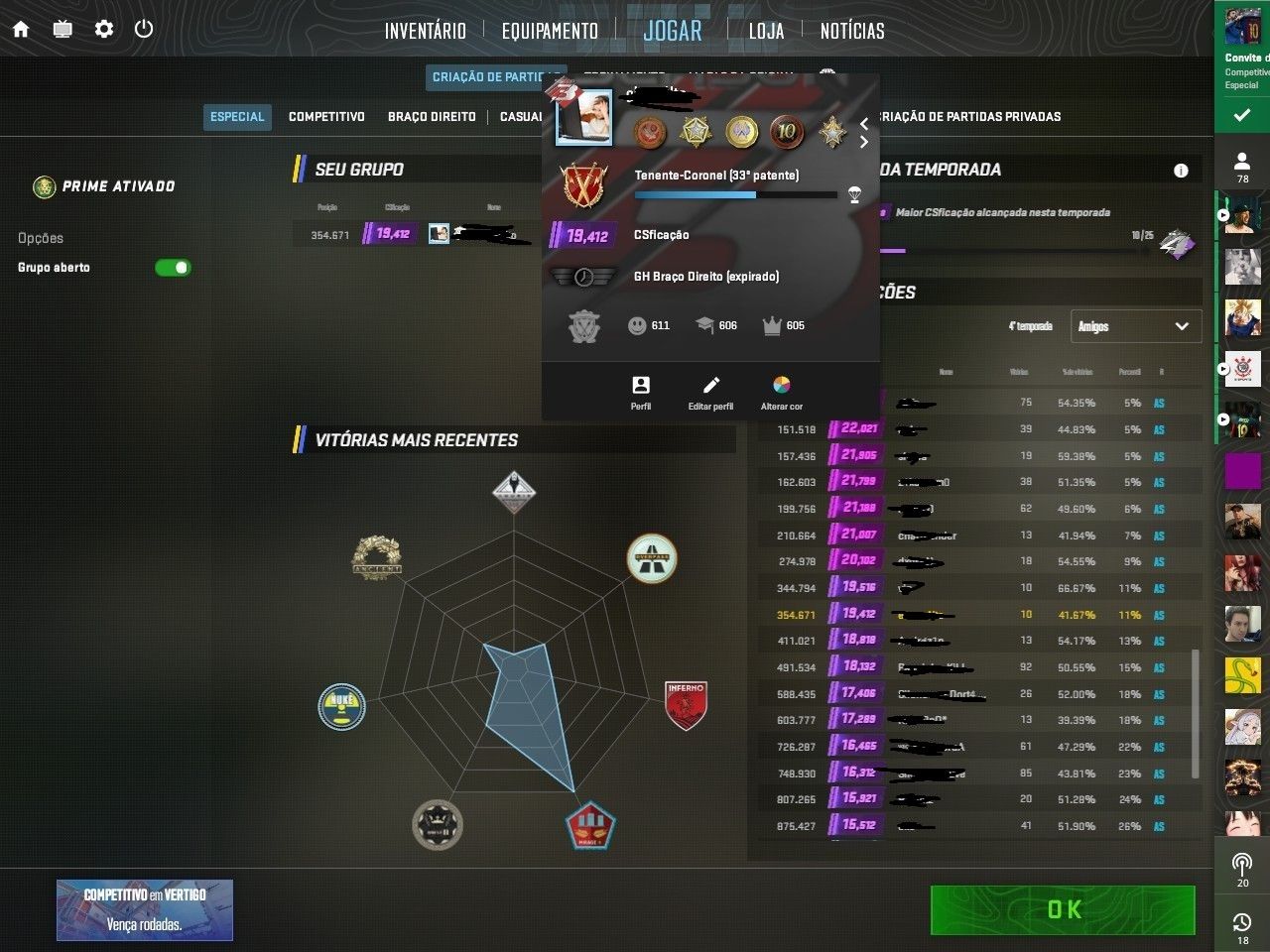 CONTA STEAM 14 ANOS/LEVEL 20 GC/PROPLAYERS DA FURIA E OUTROS/MAIS DE 26 MEDALHAS