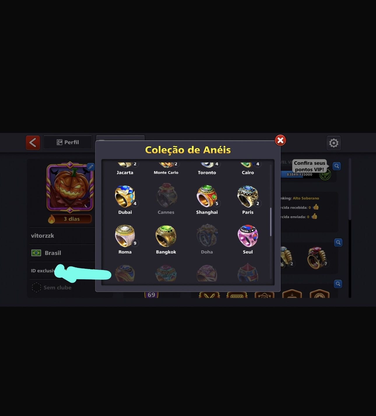 Conta 8 Ball Pool com 110 milhões e todos os lendas