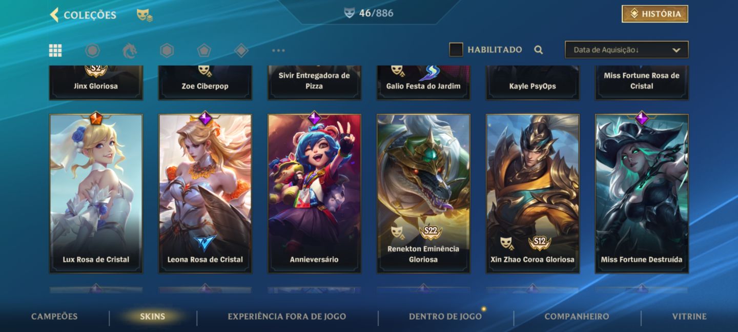 Conta com todas skin da miss Fortune