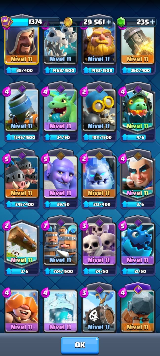 Conta Clash Royale 7.000 Troféus 9 Evoluções Rei Nível 13