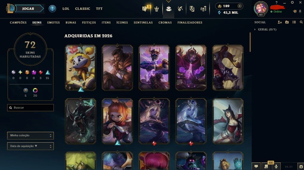 Conta main sup peel | elo : diamante 4 com 77% de WR !