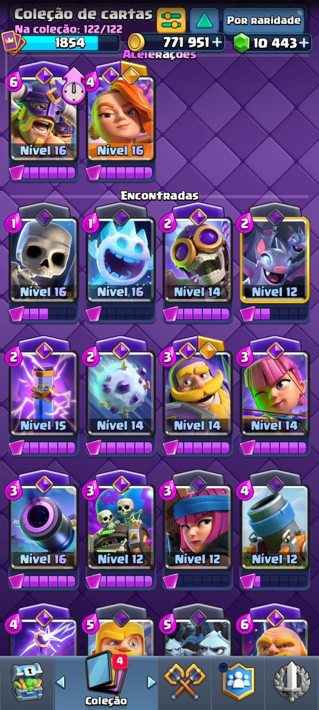 Conta Clash Royale nv. de coleção 1854 (Torre do rei 16)!!!!