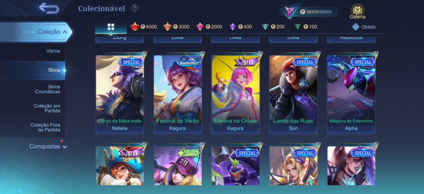 Conta Mobile Legends FULL | Todos Heróis + Skins Raras | Glória Mítica