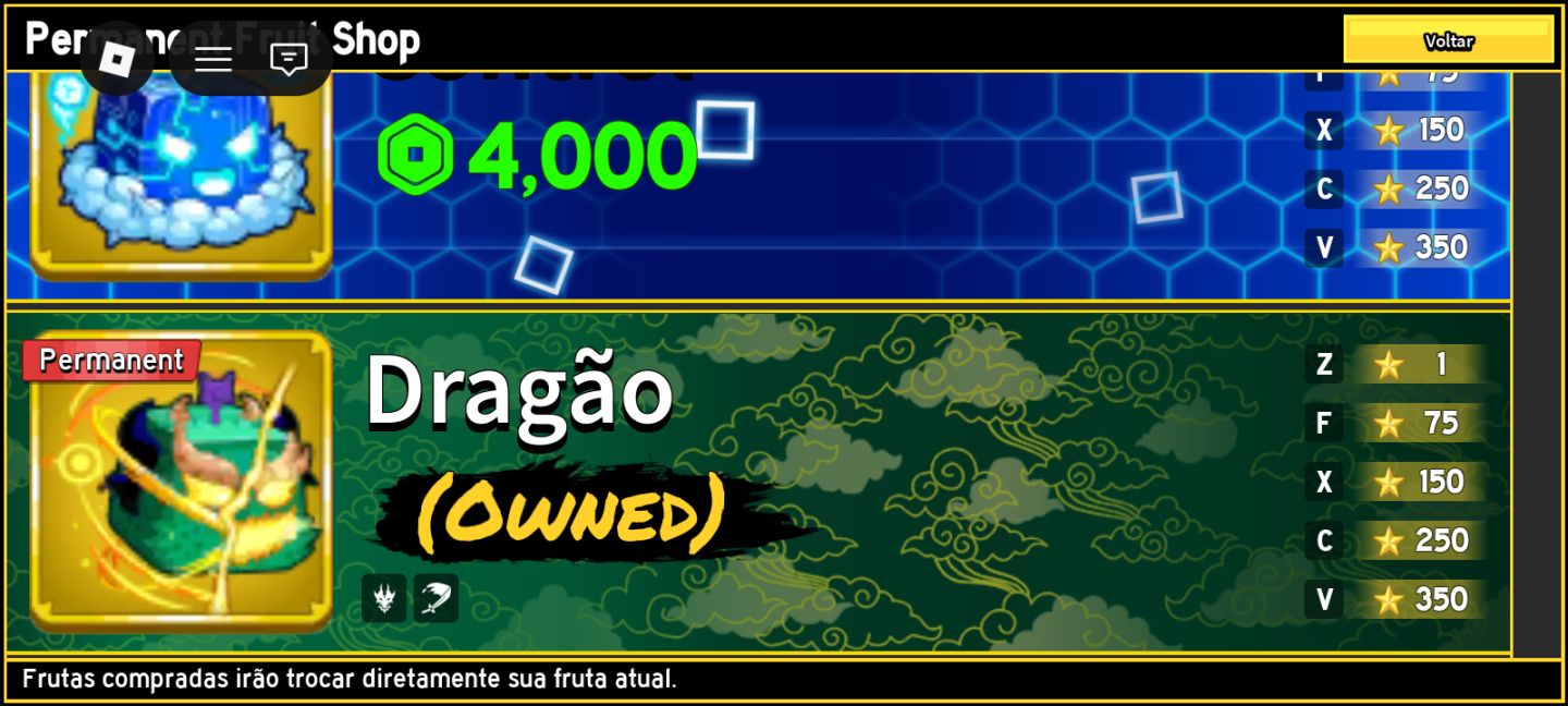 A melhor conta por esse valor, tem várias frutas perm, game passes, e muito mais