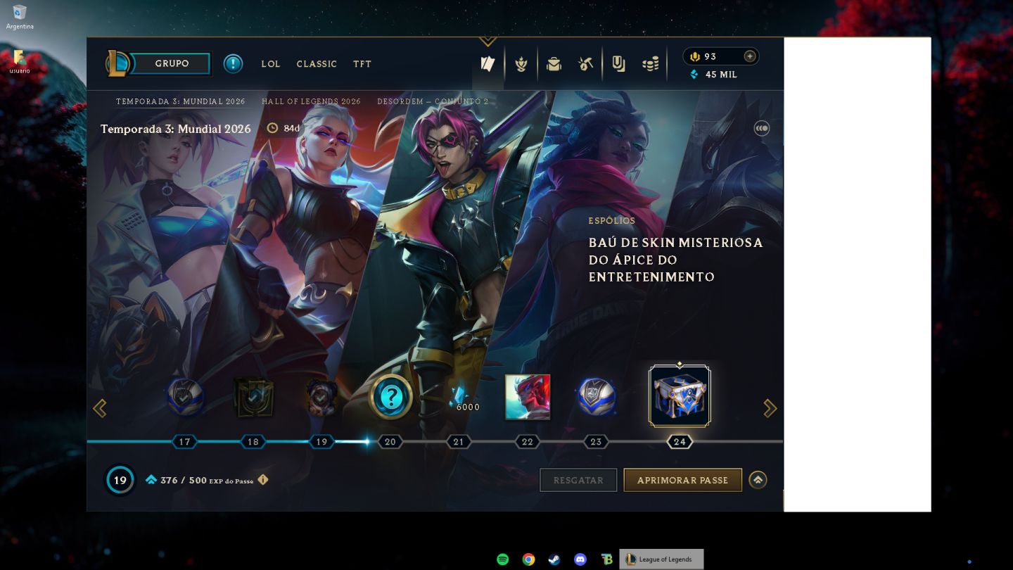 CONTA LOL PLATINA | 101 SKINS | 3 SKINS PRESTÍGIO | COLEÇÃO RIVEN |