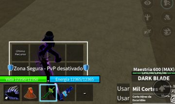 Conta de Roblox upada em Blox Fruits com Dark Blade e Light Perm e várias skins!