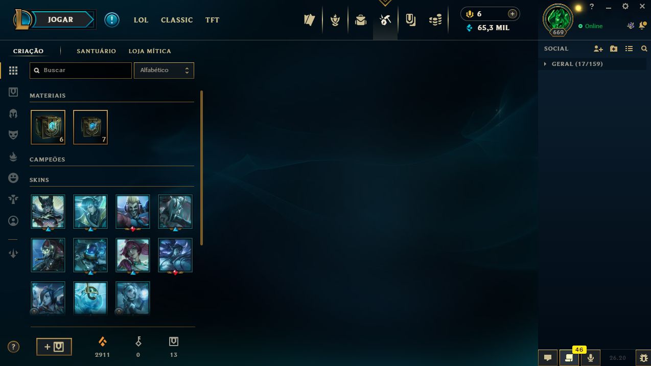 Conta de LoL com 353 SKINS + Conta de Valorant com skins e LvL 118.
