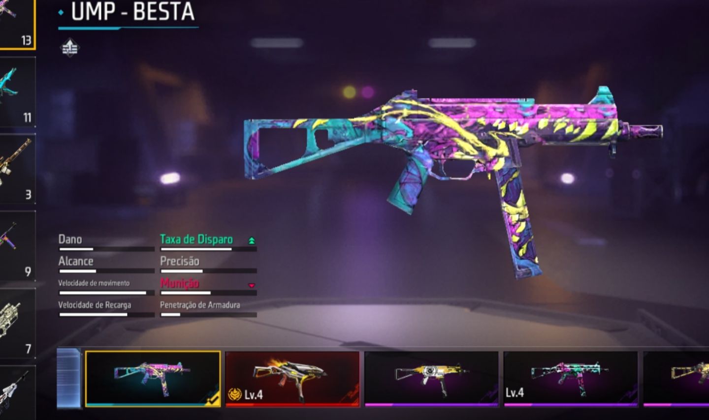 Conta de Free Fire com Saitama, semi Mandela, ump roxa e xm8 att