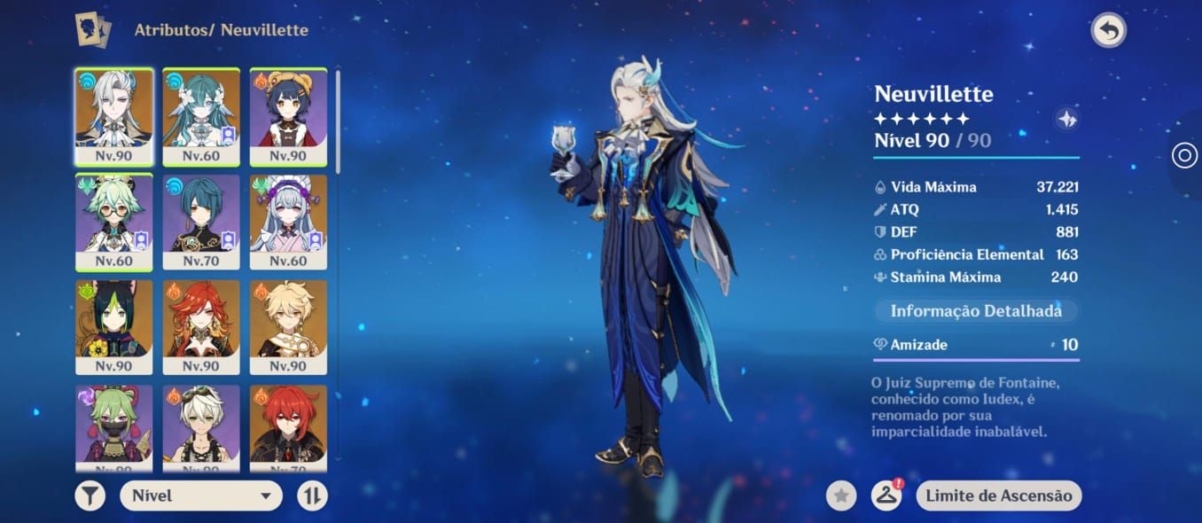 Neuvillette + assinatura + 7T5 + armas 5 estrelas Barato dms