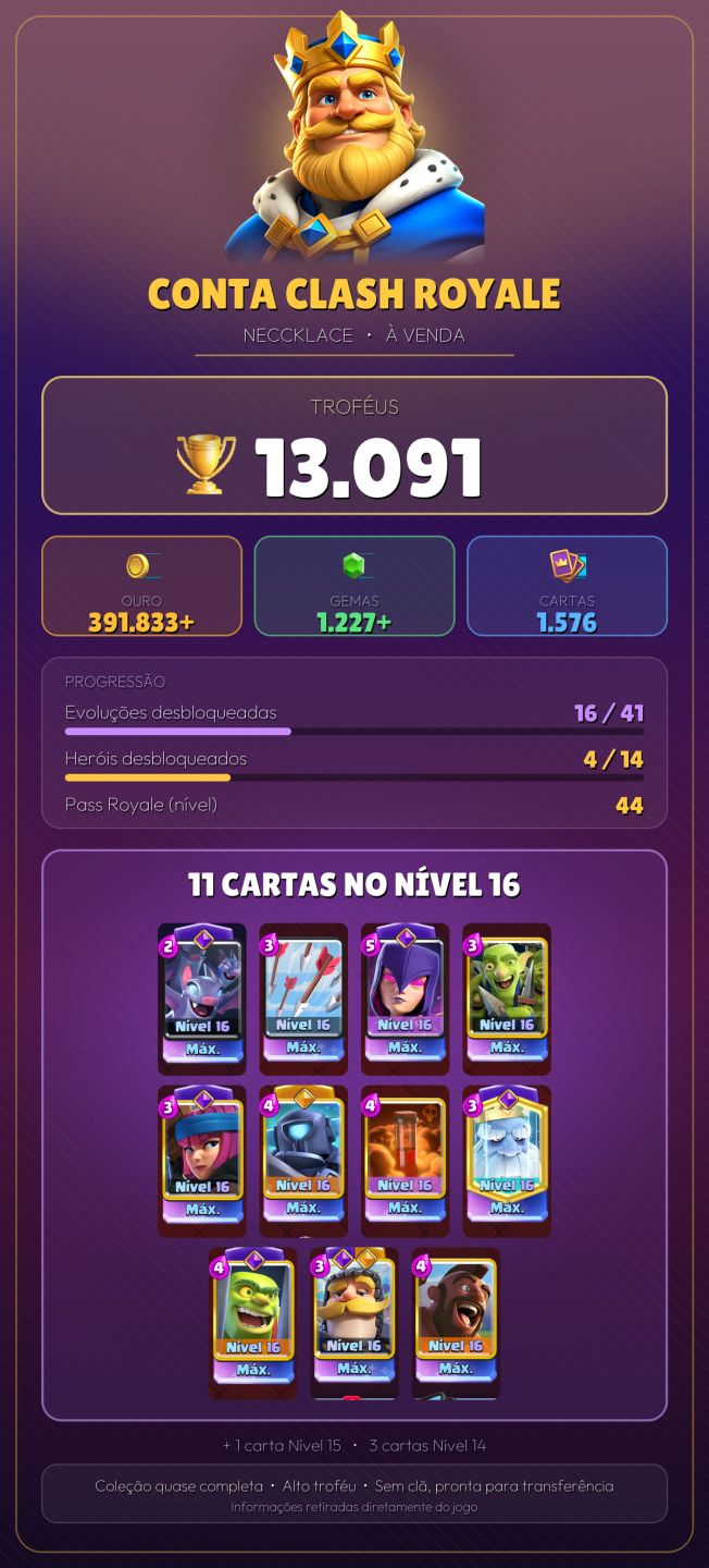 CONTA 13K TROFEUS CLASH ROYALE