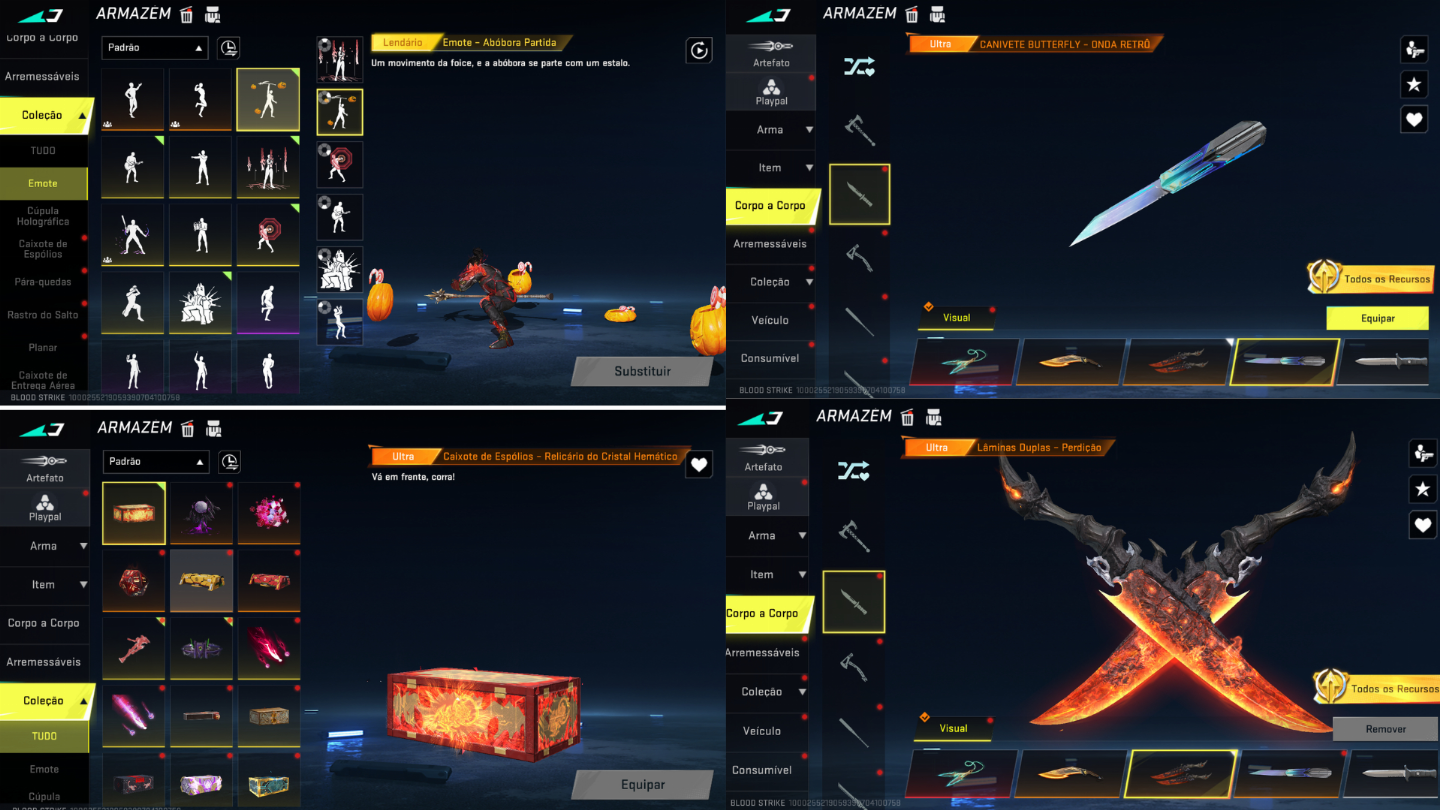 CONTA BLOOD STRIKE COM VARIAS SKINS 1 EVO 11 ETERNAS E 31 ULTRAS