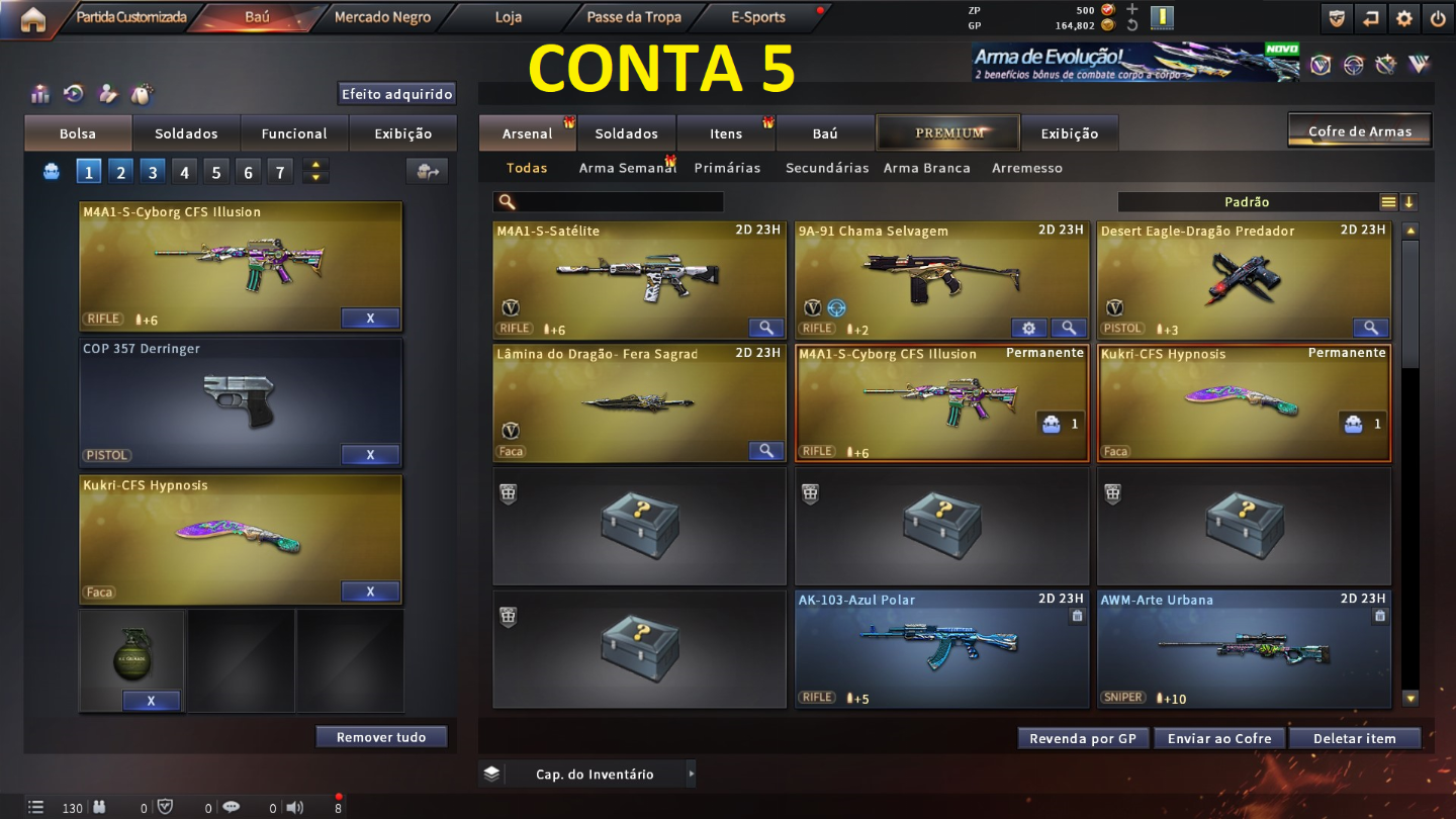 CONTAS CROSSFIRE COM CHEYTAC OU AWM, E CYBORG Variantes de VIPS Email ON