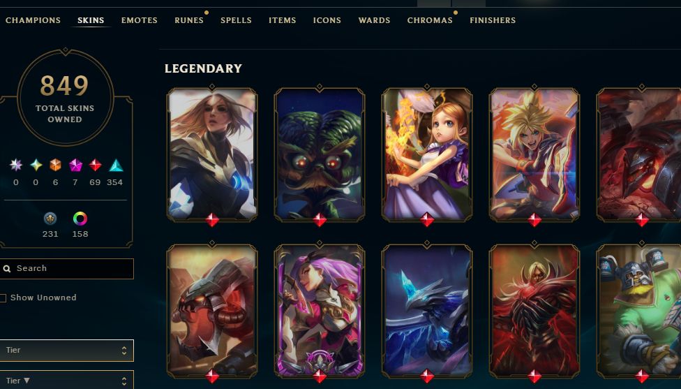 849 SKINS, 159 CHROMAS - CONTA DE LEAGUE OF LEGENDS