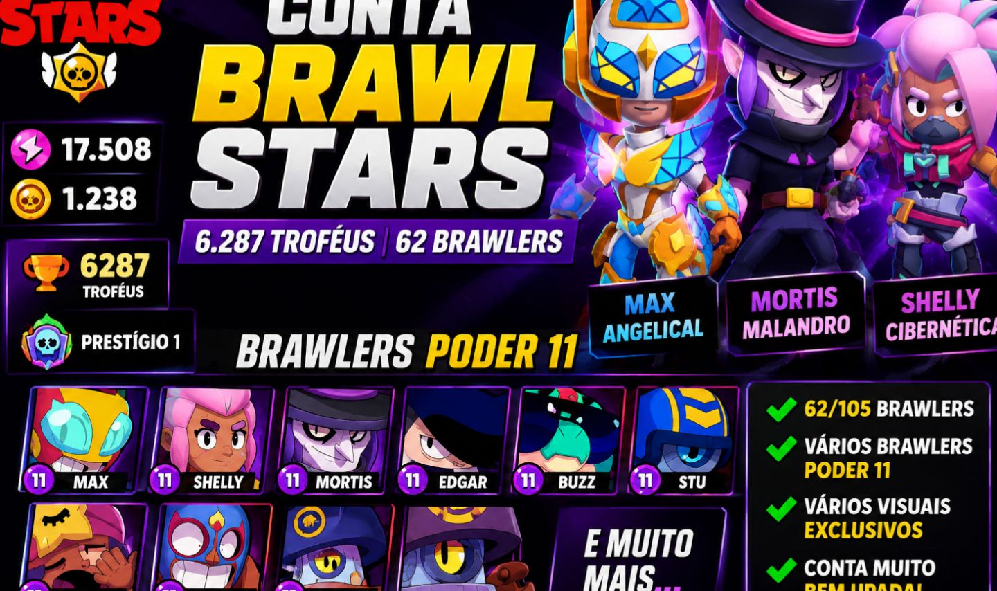 CONTA BRAWL STARS 6.2K TROFÉUS | 62 BRAWLERS | PODER 11